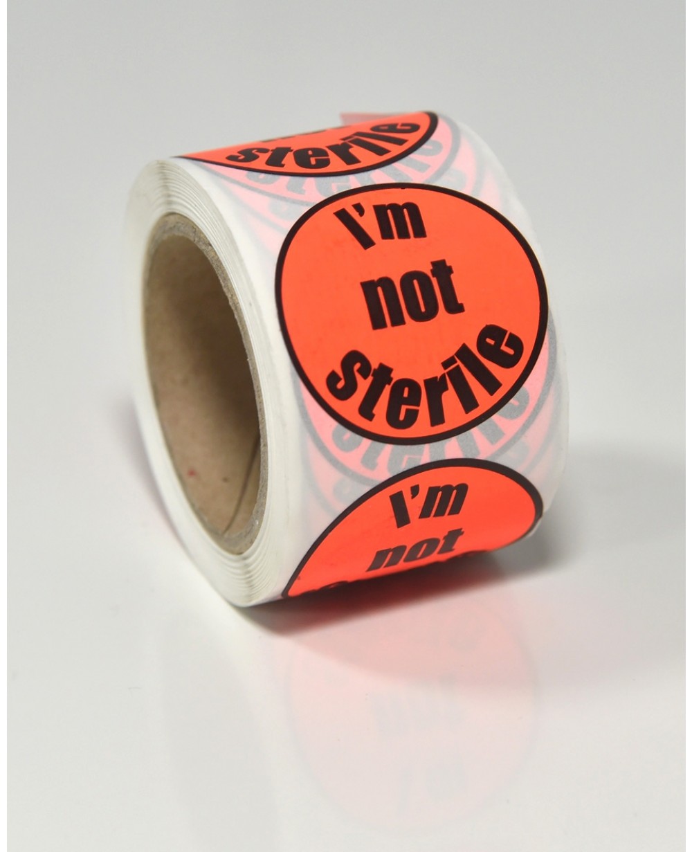 I'm Not Sterile Neon Orange Stickers / Labels Roll of 250 General