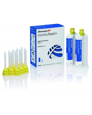 Occlufast+ High hardness A-Silicone for accurate bite registration  2x50ml cartridges (base + catalyst) + 12 yellow mixing tips