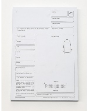 White Lab / Laboratory Work Tickets / Prescription Forms - Book of 50